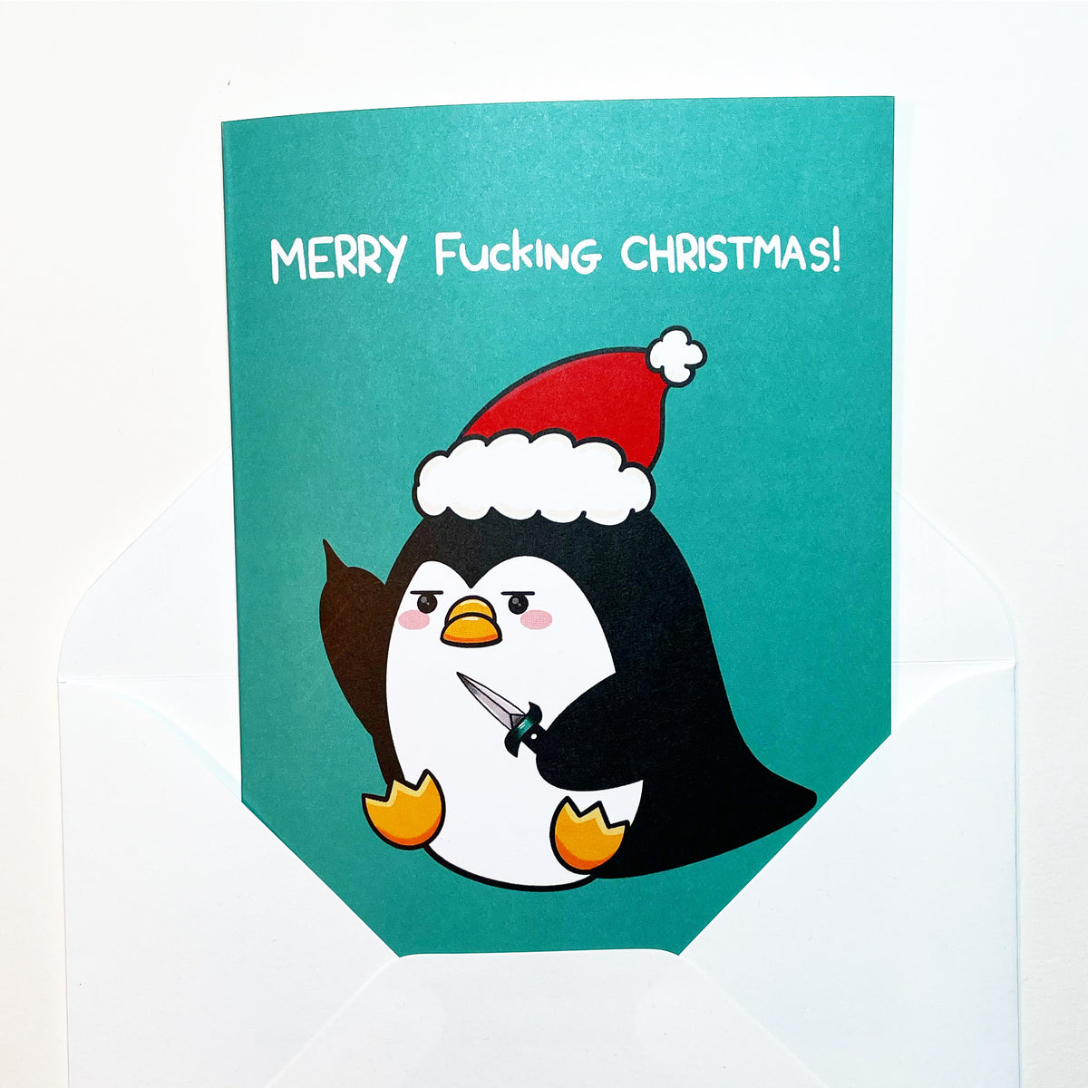 ‘santa Penguin’ Card – Never Stay Dead