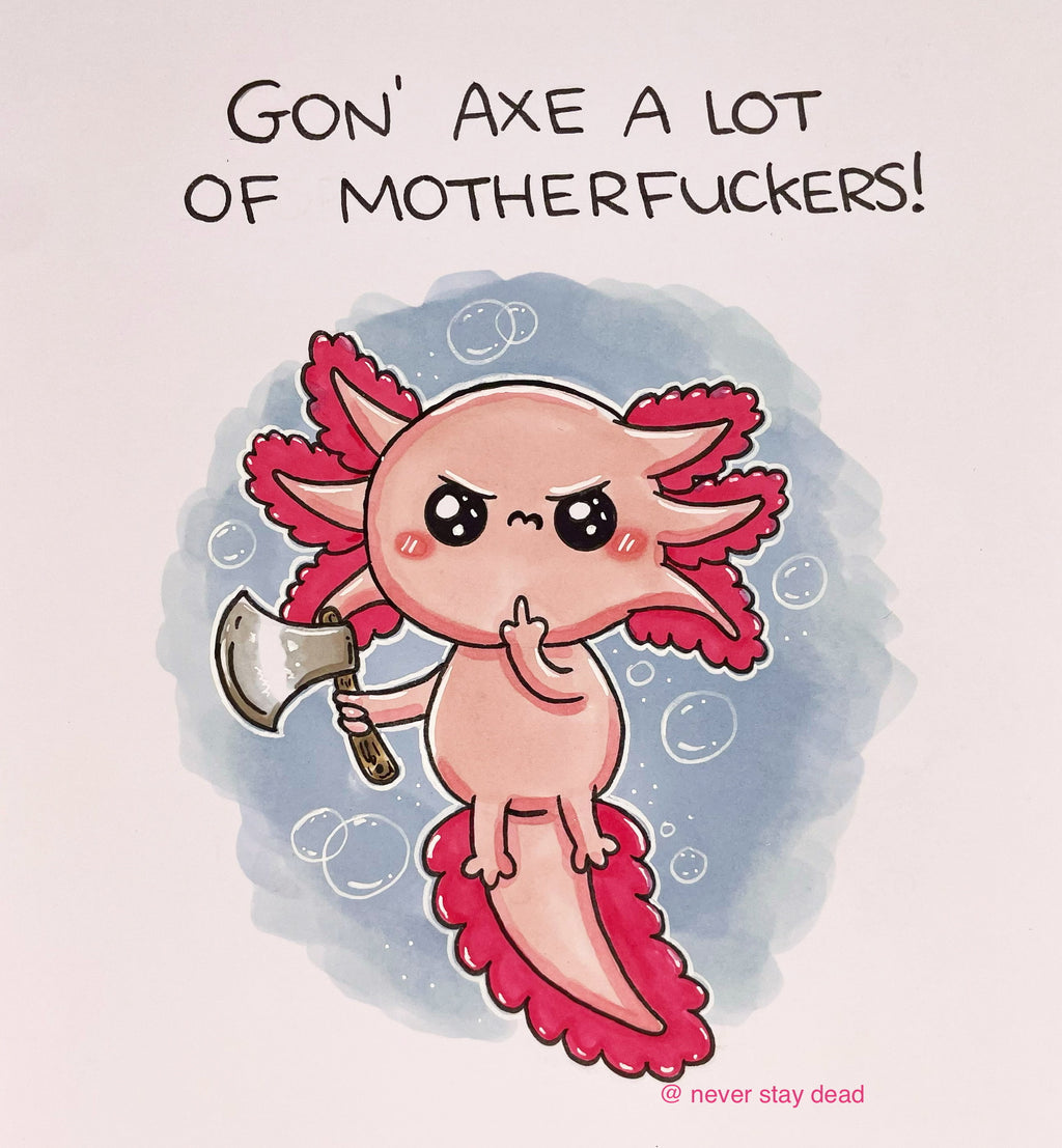 Mini Original ‘Axe A Lotl’ Drawing (A5)